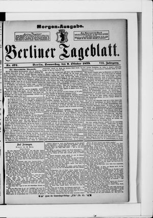 Berliner Tageblatt und Handels-Zeitung vom 09.10.1879