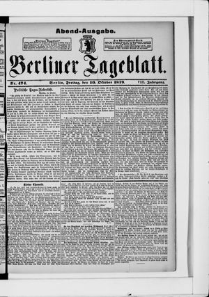 Berliner Tageblatt und Handels-Zeitung vom 10.10.1879