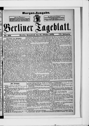 Berliner Tageblatt und Handels-Zeitung on Oct 11, 1879