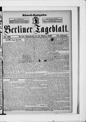Berliner Tageblatt und Handels-Zeitung vom 11.10.1879
