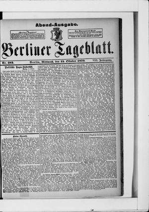 Berliner Tageblatt und Handels-Zeitung vom 15.10.1879