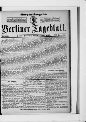 Berliner Tageblatt und Handels-Zeitung on Oct 16, 1879