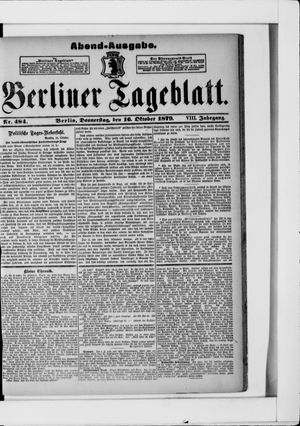 Berliner Tageblatt und Handels-Zeitung on Oct 16, 1879
