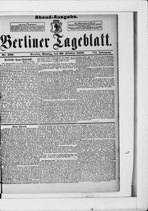 Berliner Tageblatt und Handels-Zeitung vom 20.10.1879