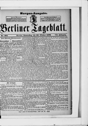 Berliner Tageblatt und Handels-Zeitung vom 23.10.1879