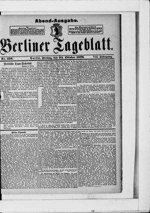 Berliner Tageblatt und Handels-Zeitung on Oct 24, 1879