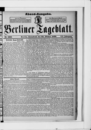 Berliner Tageblatt und Handels-Zeitung vom 25.10.1879