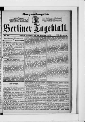 Berliner Tageblatt und Handels-Zeitung vom 26.10.1879