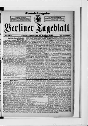 Berliner Tageblatt und Handels-Zeitung vom 27.10.1879