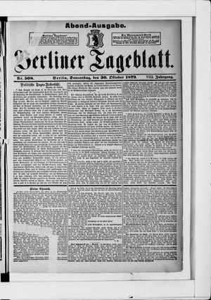 Berliner Tageblatt und Handels-Zeitung vom 30.10.1879
