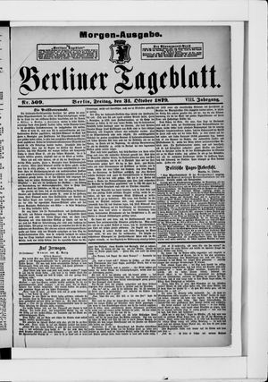 Berliner Tageblatt und Handels-Zeitung vom 31.10.1879