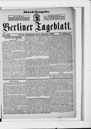 Berliner Tageblatt und Handels-Zeitung vom 01.11.1879