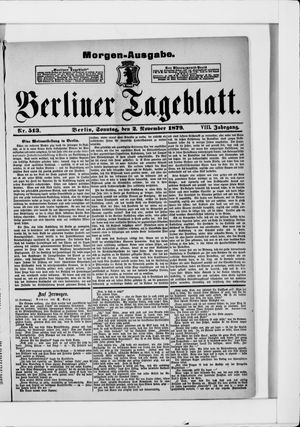 Berliner Tageblatt und Handels-Zeitung vom 02.11.1879