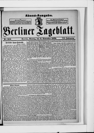 Berliner Tageblatt und Handels-Zeitung vom 03.11.1879