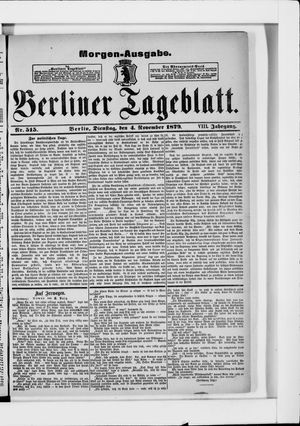 Berliner Tageblatt und Handels-Zeitung on Nov 4, 1879