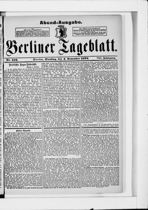 Berliner Tageblatt und Handels-Zeitung on Nov 4, 1879