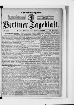 Berliner Tageblatt und Handels-Zeitung vom 05.11.1879
