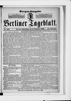 Berliner Tageblatt und Handels-Zeitung vom 06.11.1879