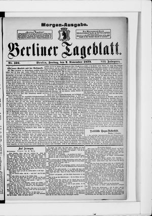 Berliner Tageblatt und Handels-Zeitung vom 07.11.1879
