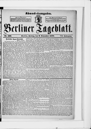 Berliner Tageblatt und Handels-Zeitung vom 07.11.1879
