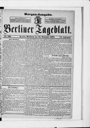 Berliner Tageblatt und Handels-Zeitung vom 12.11.1879