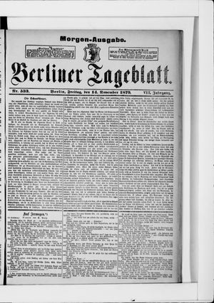 Berliner Tageblatt und Handels-Zeitung vom 14.11.1879