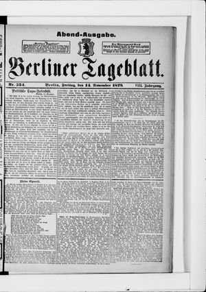 Berliner Tageblatt und Handels-Zeitung vom 14.11.1879