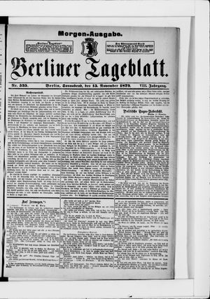 Berliner Tageblatt und Handels-Zeitung vom 15.11.1879