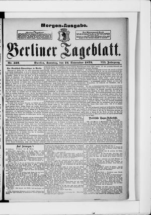 Berliner Tageblatt und Handels-Zeitung on Nov 16, 1879