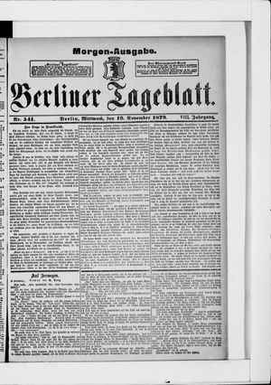 Berliner Tageblatt und Handels-Zeitung vom 19.11.1879