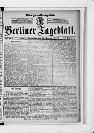 Berliner Tageblatt und Handels-Zeitung on Nov 20, 1879