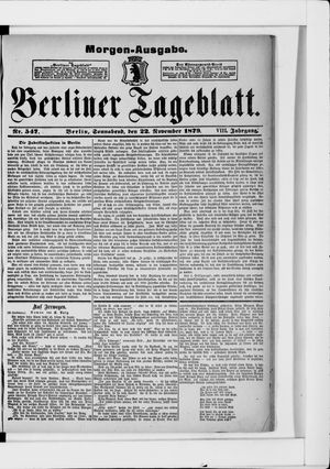 Berliner Tageblatt und Handels-Zeitung vom 22.11.1879