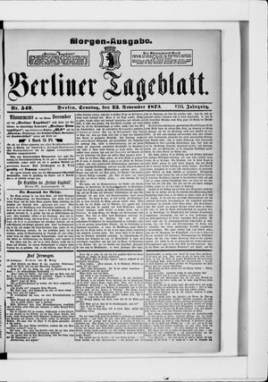 Berliner Tageblatt und Handels-Zeitung on Nov 23, 1879