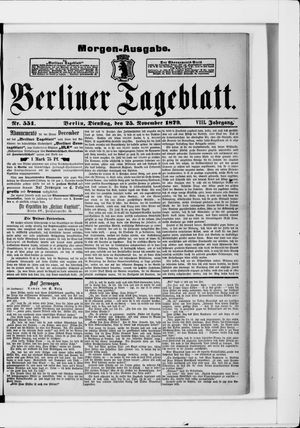 Berliner Tageblatt und Handels-Zeitung vom 25.11.1879