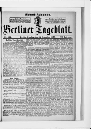 Berliner Tageblatt und Handels-Zeitung vom 25.11.1879