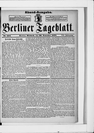 Berliner Tageblatt und Handels-Zeitung vom 26.11.1879