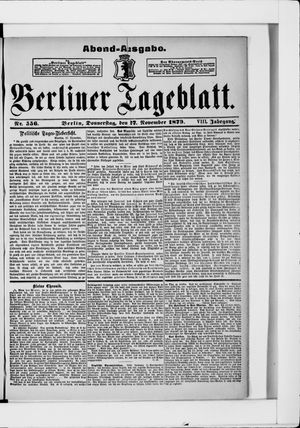 Berliner Tageblatt und Handels-Zeitung vom 27.11.1879