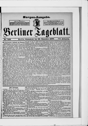 Berliner Tageblatt und Handels-Zeitung vom 29.11.1879