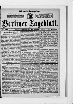 Berliner Tageblatt und Handels-Zeitung vom 29.11.1879