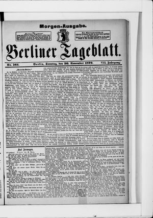 Berliner Tageblatt und Handels-Zeitung vom 30.11.1879