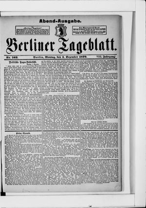 Berliner Tageblatt und Handels-Zeitung vom 01.12.1879