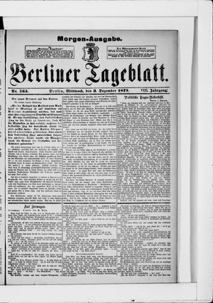 Berliner Tageblatt und Handels-Zeitung vom 03.12.1879