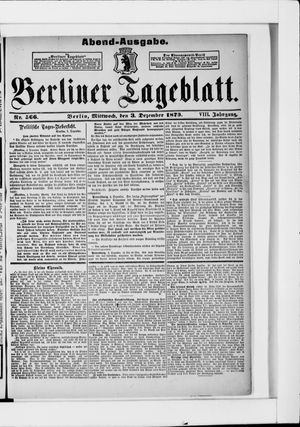 Berliner Tageblatt und Handels-Zeitung vom 03.12.1879