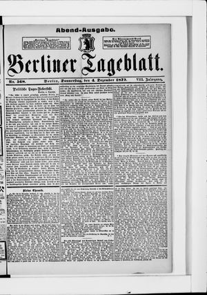 Berliner Tageblatt und Handels-Zeitung vom 04.12.1879