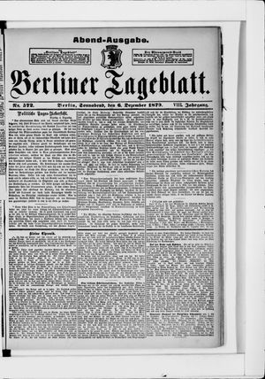 Berliner Tageblatt und Handels-Zeitung vom 06.12.1879