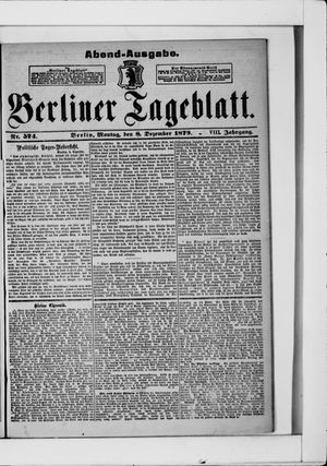 Berliner Tageblatt und Handels-Zeitung vom 08.12.1879