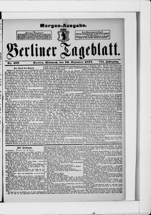 Berliner Tageblatt und Handels-Zeitung vom 10.12.1879