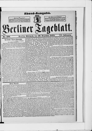 Berliner Tageblatt und Handels-Zeitung vom 10.12.1879