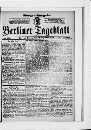 Berliner Tageblatt und Handels-Zeitung vom 13.12.1879