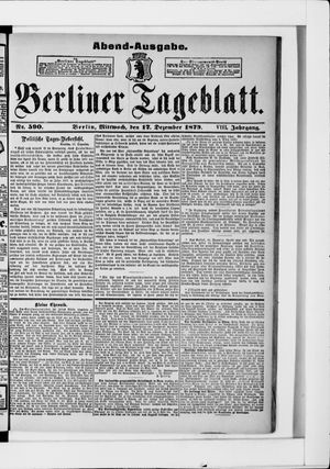 Berliner Tageblatt und Handels-Zeitung vom 17.12.1879